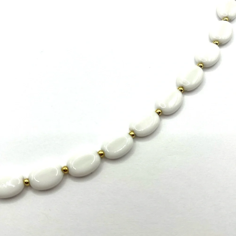 Napier Classic White Oval Bead with Gold Bead Necklace 24” Lightweight - Picture 6 of 8